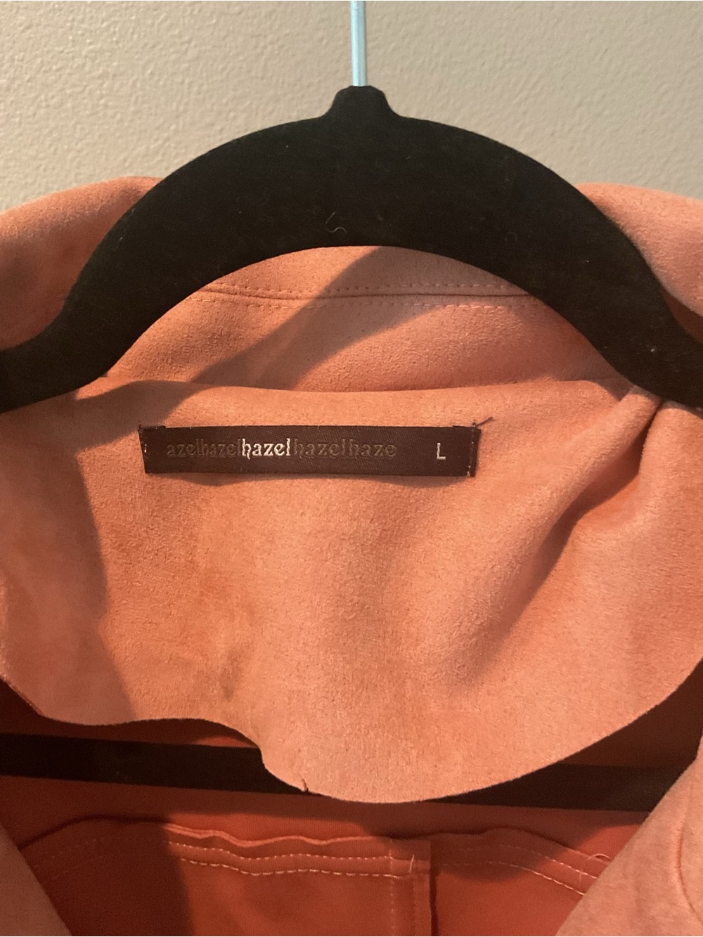 hazel Blush salmon Suede Trench Coat - Picture 3 of 6